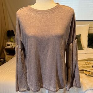 Women's Gray/ blush maroon Long Sleeve Top